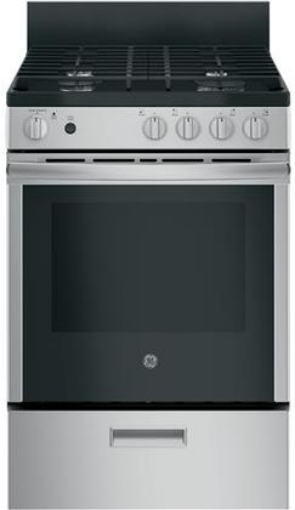 Picture of GE® 24" Steam Clean Free-Standing/Slide-in Gas Range - Stainless Steel on Black 