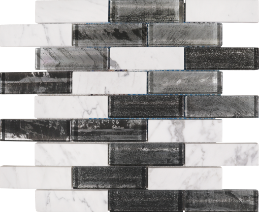 Picture of 12" x 12" Mosaic Tile - Black and White Marble Blend - 1 Piece