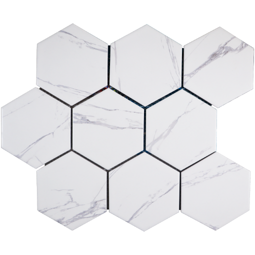 Picture of 12" x 12" Porcelain White Hexagon Mosiac - 1 Piece