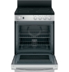 Picture of GE® 24" Free-Standing/Slide-in Front Control Range with Steam Clean - Stainless Steel on Black 