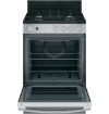 Picture of GE® 24" Steam Clean Free-Standing/Slide-in Gas Range - Stainless Steel on Black 