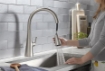 Picture of KOHLER Graze Pull-Down Kitchen Faucet with Three-Function Sprayhead - Vibrant Stainless