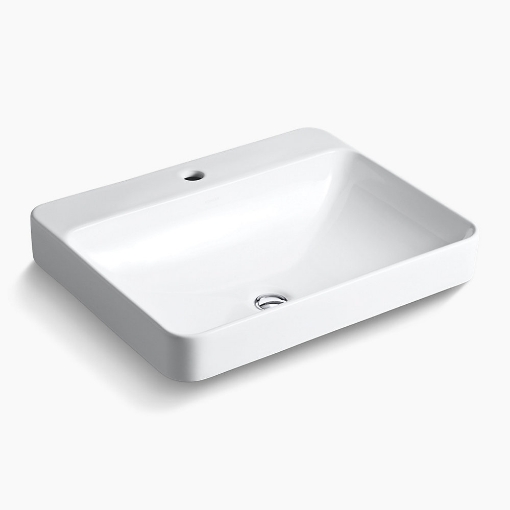 Picture of Kohler Vox® Rectangle Vessel bathroom sink with single faucet hole - White