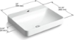 Picture of Kohler Vox® Rectangle Vessel bathroom sink with single faucet hole - White