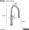 Picture of KOHLER Crue® Pull-down kitchen sink faucet with three-function sprayhead -Vibrant Stainless