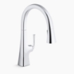 Picture of KOHLER Graze® Pull-down kitchen sink faucet with three-function sprayhead  K-22062-CP Polished Chrome