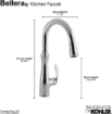 Picture of KOHLER Bellera® Pull-down kitchen sink faucet with three-function sprayhead  K-560-CP Polished Chrome