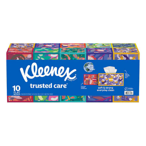 Picture of Kleenex Facial Tissue 2-Ply Flat Box 230 Tissues 10 ct