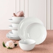 Picture of Over and Back 12-piece White Porcelain Dinnerware Set Service for 4