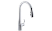 Picture of KOHLER Pull-down kitchen sink faucet with three-function sprayhead - Polished Chrome