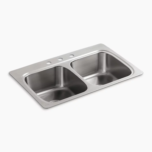 Picture of Kohler Verse™ 33" top-mount double-bowl kitchen sink - Stainless Steel