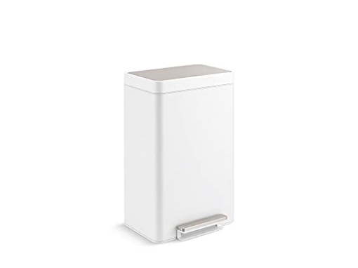 Picture of Kohler 2.5 gallon Slim Step Trash Can - White with Stainless Steel