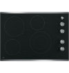 Picture of GE 30 Inch Smoothtop Electric Cooktop with Silver Knobs - Stainless Steel on Black