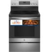 Picture of GE® 30" Free-Standing Electric Convection Range with No Preheat Air Fry - Stainless Steel on Gray 