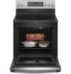 Picture of GE® 30" Free-Standing Electric Convection Range with No Preheat Air Fry - Stainless Steel on Gray 