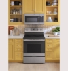 Picture of GE® 30" Free-Standing Electric Convection Range with No Preheat Air Fry - Stainless Steel on Gray 