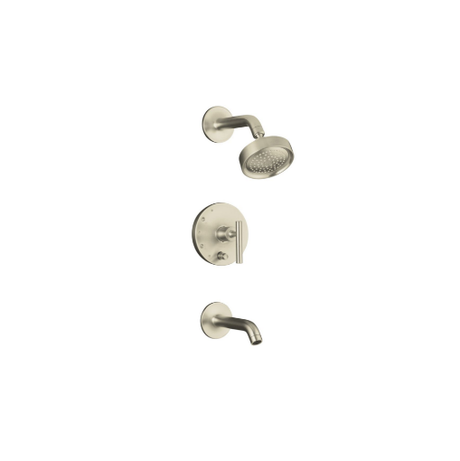 Picture of KOHLER Purist Rite-Temp® Pressure-Balancing Bath and Shower Faucet Trim - Vibrant Brushed Nickel