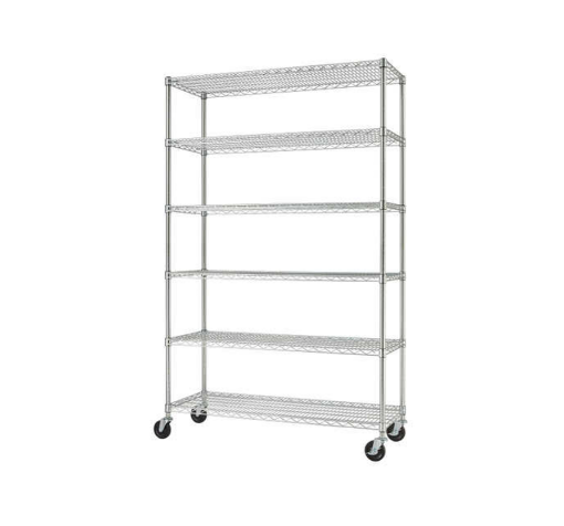 Picture of TRINITY 6-Tier Wire Shelving Rack, 48" x 18" x 72" NSF, Includes Wheels 