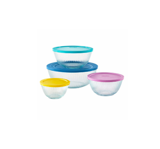 Picture of Pyrex 8-piece Glass Mixing Bowl Set (Limited Edition) - Assorted Colors Lids 