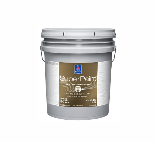 Picture of Sherwin-Williams SuperPaint Exterior Acrylic Latex 5 Gallon- Satin Extra White 