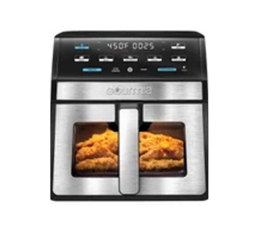 Picture of Gourmia 8-Quart Digital Air Fryer with Window & Light - Stainless Steel on Black