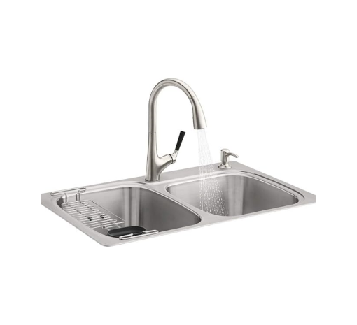 Picture of Kohler Double-bowl kitchen sink with Faucet - Full Kit  - Vibrant Stainless