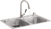 Picture of Kohler Double-bowl kitchen sink with Faucet - Full Kit  - Vibrant Stainless