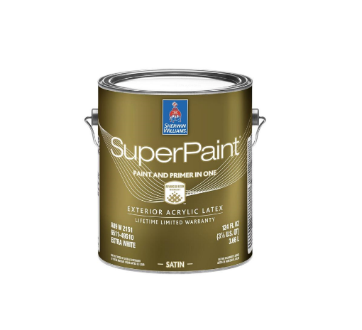 Picture of Sherwin-Williams SuperPaint Exterior Acrylic Latex 1 Gallon- Satin Extra White 