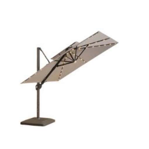 Picture of Seasons Sentry 10' 2-Tier Solar LED Alum Cantilever Umbrella with Base