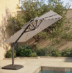 Picture of Seasons Sentry 10' 2-Tier Solar LED Alum Cantilever Umbrella with Base